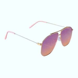 NWT Pink Sunrise Ombré Thin Gold Metal Aviator Women’s Festival Sunglasses
